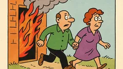 Dowcip: Szaleje pożar. Małżeństwo wybiega...