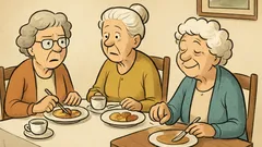 Dowcip: Trzy staruszki jedzą razem obiad...