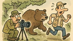 Dowcip: Fotograf i niedźwiedź spotykają się w lesie