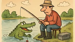 Dowcip: Do wędkarza podpływa krokodyl...