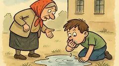 Dowcip: Siedzi sobie syneczek przy kałuży...