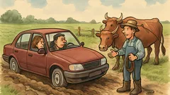 Dowcip: Mąż i żona utknęli w błocie