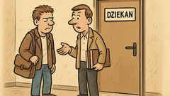 Dowcip: Rozmawia dwóch studentów — Jeśli dziekan...