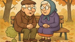 Dowcip: Jesień. Babcia i dziadek w parku