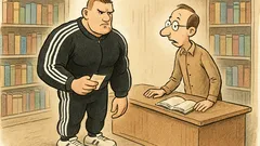 Dowcip: Klient w dresie szuka książki...