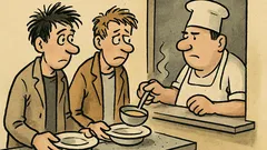 Dowcip: W stołówce, w kolejce po zupę...