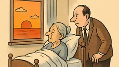 Dowcip: Umiera teściowa i spogląda przez okno