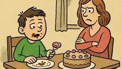 Dowcip: Jasiu, dlaczego zjadłeś ciasto...