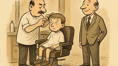 Dowcip: Mężczyzna z chłopcem wchodzi do fryzjera...